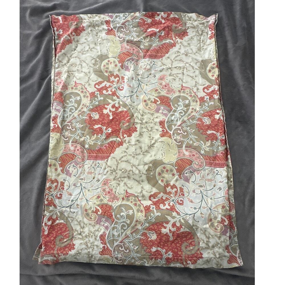 Pottery Barn Pillow Case Monreal Paisley Print Green Red Beige 20 x 27 Italy